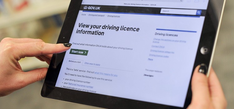 Table showing the view driving licence service on GOV.UK