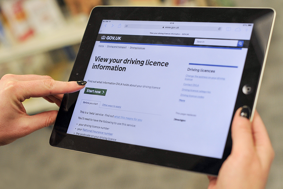 Table showing the view driving licence service on GOV.UK