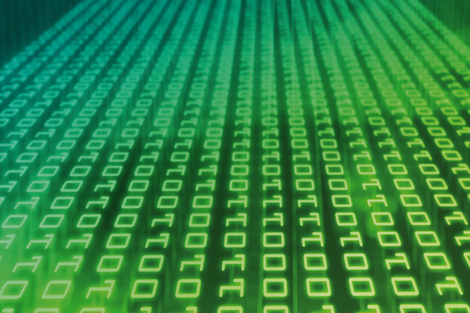 Binary on a green background