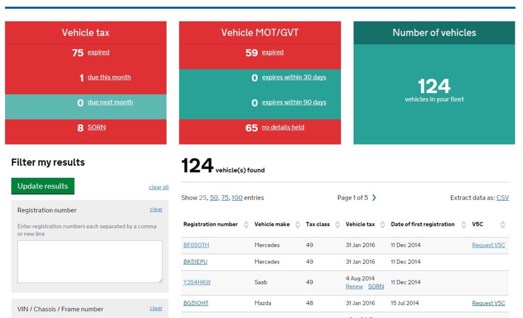 Request V5C Multiview enquiry page