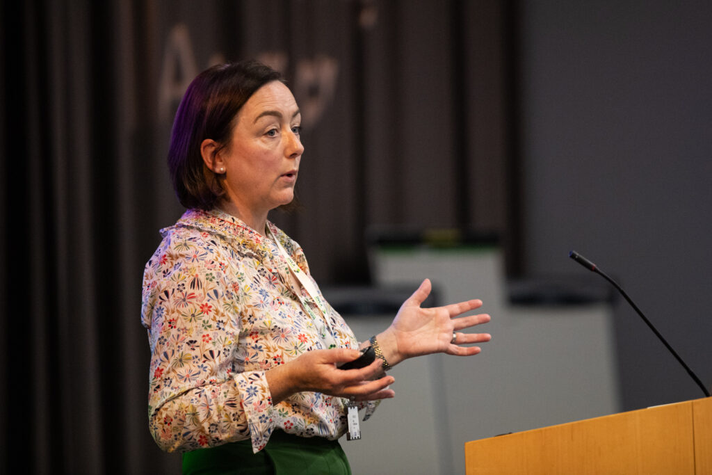 Amy Taaffe-Evans speaking at the Ada Lovelace day event.